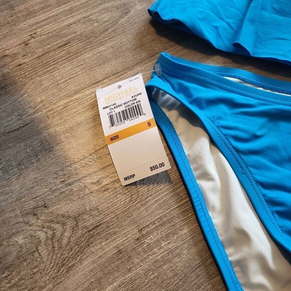 Michael Kors Blue Ruffle Tankini Top And Bikini Bottom Set Size Small - Picture 4 of 7